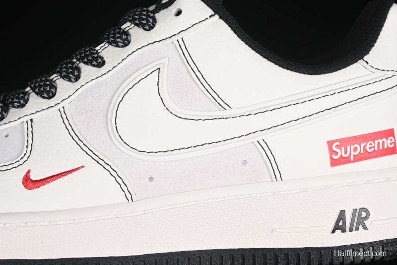 Nike Air Force 1 '07 Low Supreme Collaboration Casual Sneakers with Full-Length Air Cushion - BB7518-012