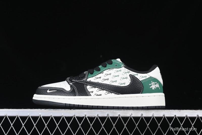 Nike Travis Scott x Fragment Design x Air Jordan 1 Low OG SP AJ1 Stussy Collaboration - Black Green - AG3702-805