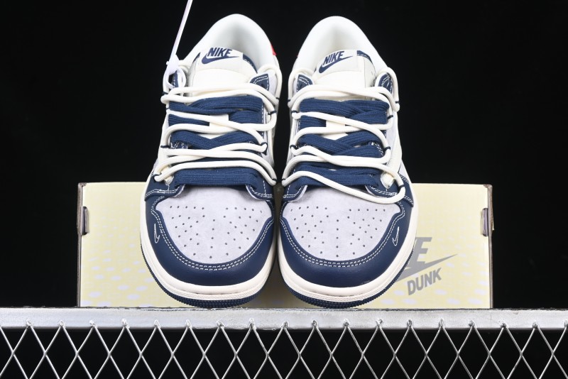 Nike Travis Scott x Fragment Design x Air Jordan 1 Low OG SP AJ1 Graffiti Drawstring Low-top Casual Sneakers - XS3186-203