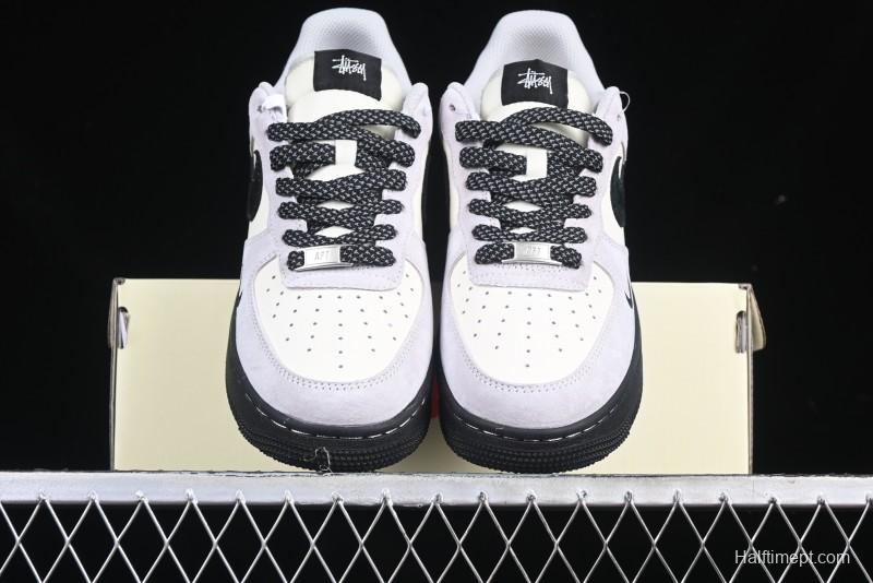 Nike Air Force 1 '07 Low Stussy Collaboration All Black Low-Top Casual Sneakers - XZ6188-195