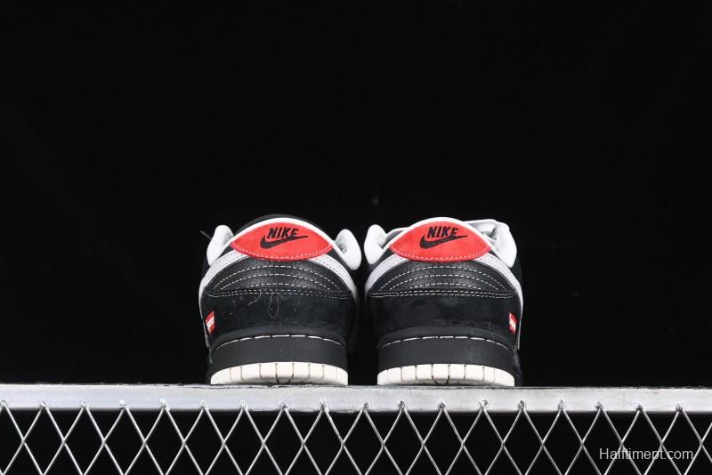 Nike SB Dunk Low Supreme Collaboration Black Grey Swoosh Anniversary Custom Low-Top Casual Skate Shoes - XS1086-011