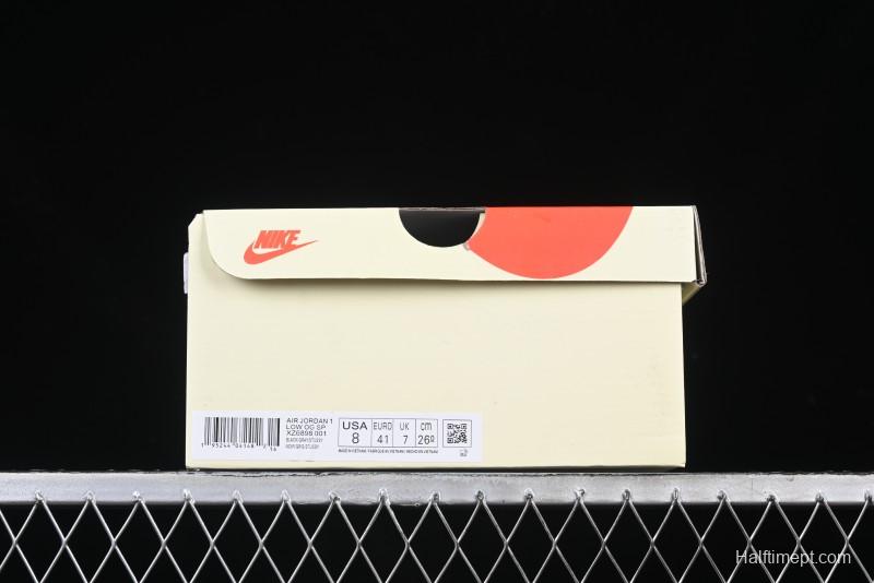 Nike Travis Scott x Fragment Design x Air Jordan 1 Low OG SP AJ1 Retro Sneakers in Summer Cicada Grey - XZ6898-001