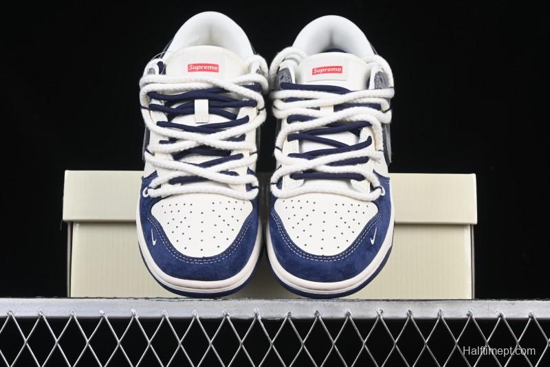 Nike SB Dunk Low Supreme Collaboration Sneakers in Gray Blue with Gray Swoosh - YX5066-260