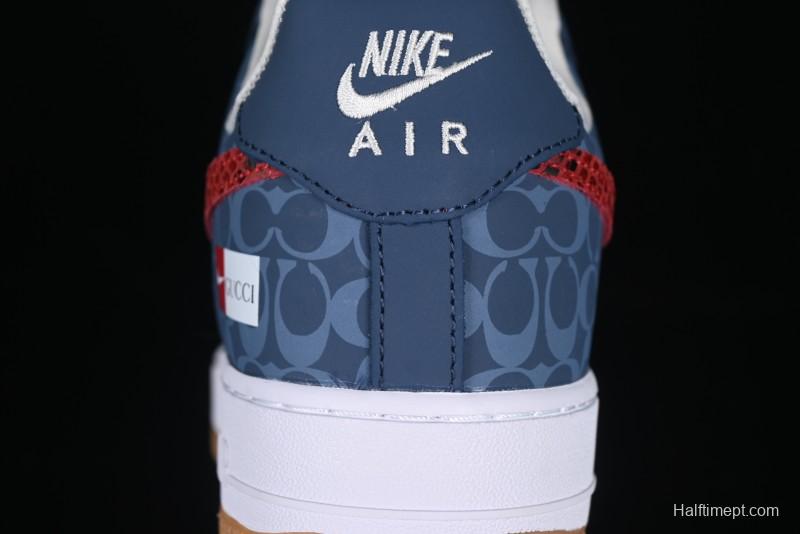 Nike Air Force 1 '07 Low Gucci Collaboration Snake Pattern Red Swoosh Casual Sneakers - DF0188-039