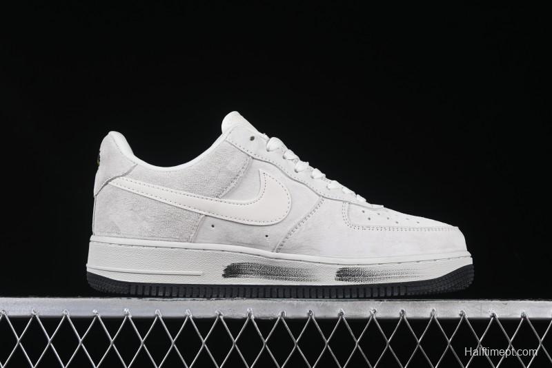 Nike Air Force 1 '07 Low Grey Pig Suede Graffiti Casual Sneakers - DF0188-035