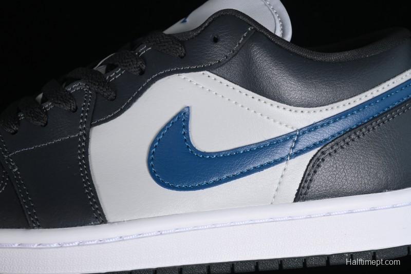 Nike Air Jordan 1 Low AJ1 Black Grey Blue Hook Basketball Shoes - DC0774-040