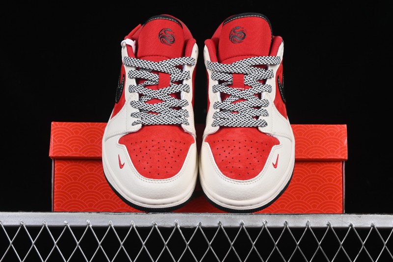 Nike Air Jordan 1 Low Supreme Collaboration Year of the Snake Limited Edition Retro Basketball Shoes - FC1688-203