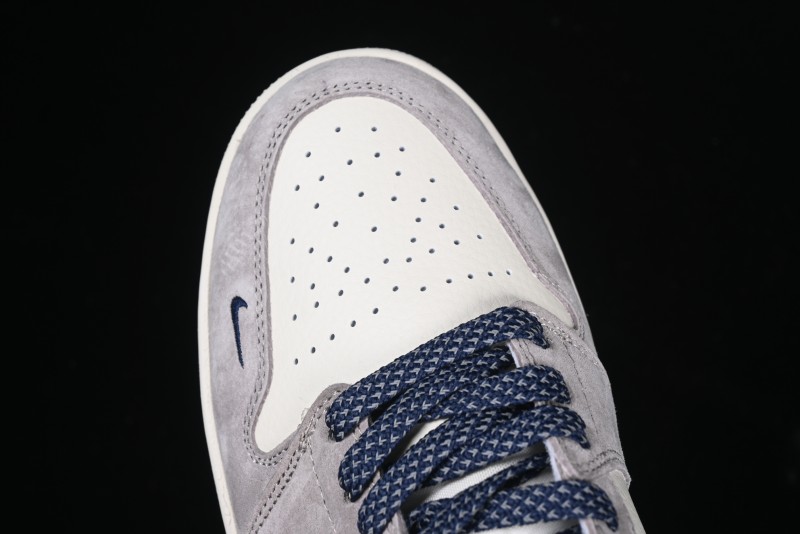 Nike Air Jordan 1 Low Stussy Collaboration Blue Suede Retro Basketball Shoes - SJ9950-035