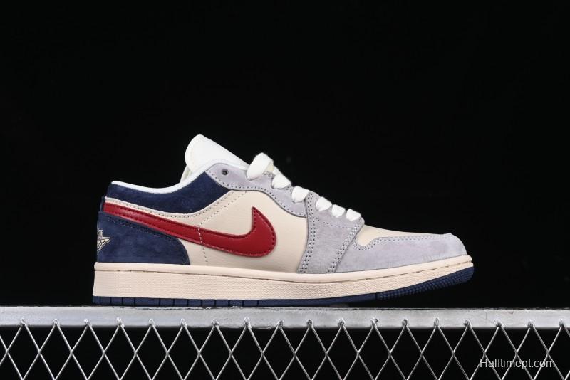 Nike Air Jordan 1 Low AJ1 The North Face Collaboration Grey Blue Red Hook Retro Basketball Shoes - DM9188-012