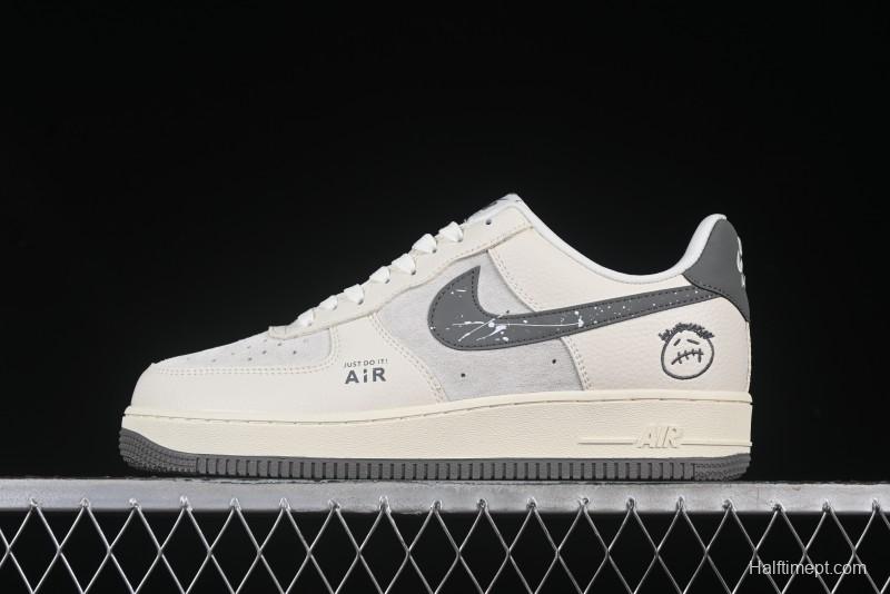 Nike Air Force 1 '07 Low Casual Sneakers in Light Grey with Custom Hardware - DF0188-036