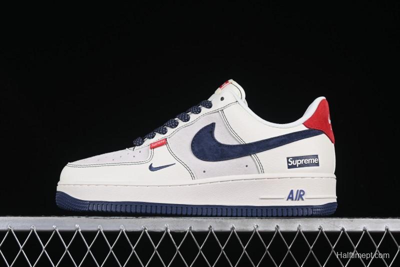 Nike Air Force 1 '07 Low Supreme Collaboration Sneakers with Red Tab and Blue Swoosh - BB7518-021