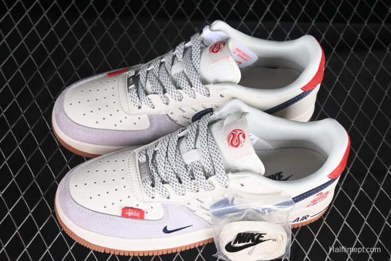 Nike Air Force 1 '07 Low Stussy Collaboration Year of the Snake Limited Edition Red Snake Low-Top Casual Sneakers - XS1958-502