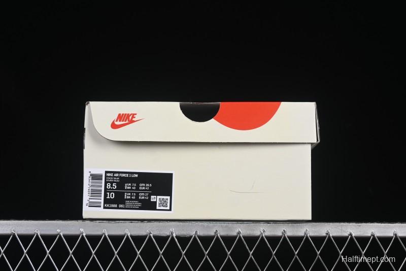 Nike Air Force 1 '07 Low Stussy Collaboration White Blue Chocolate Low-Top Casual Sneakers - KK1988-061