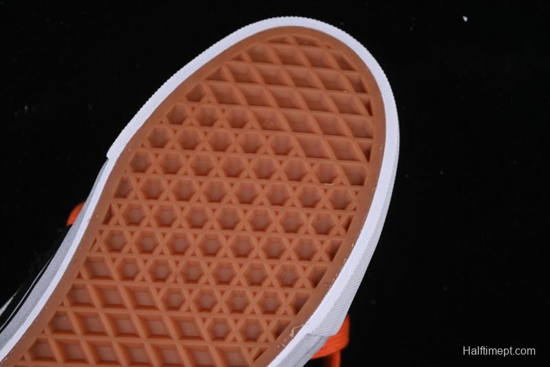 Vans Old Skool Distressed Black Canvas Sneakers with Orange Accents