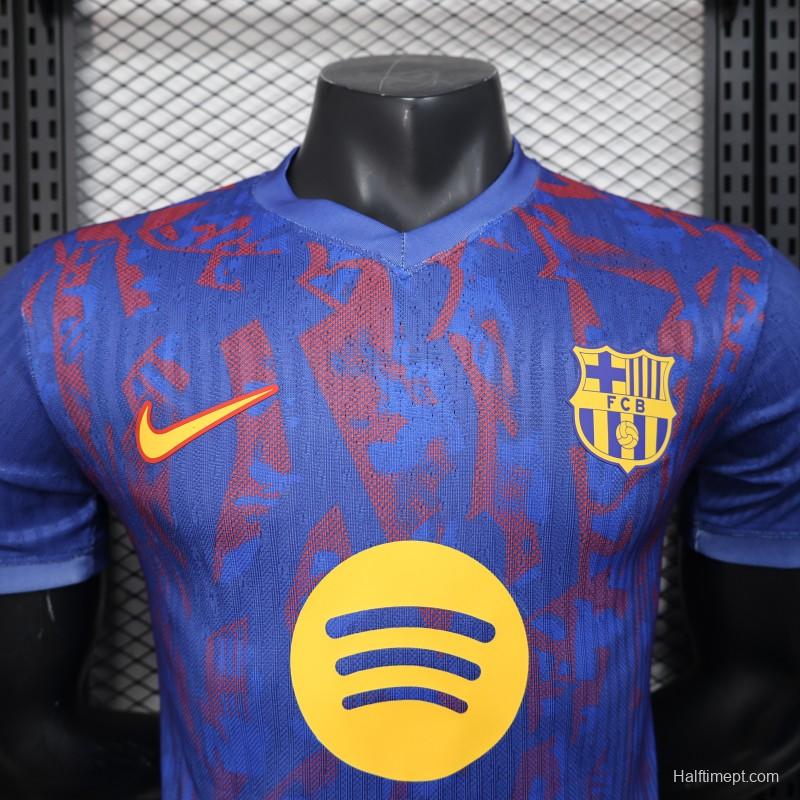 Player Version 25/26 Barcelona Blue with Red Pattern Jersey