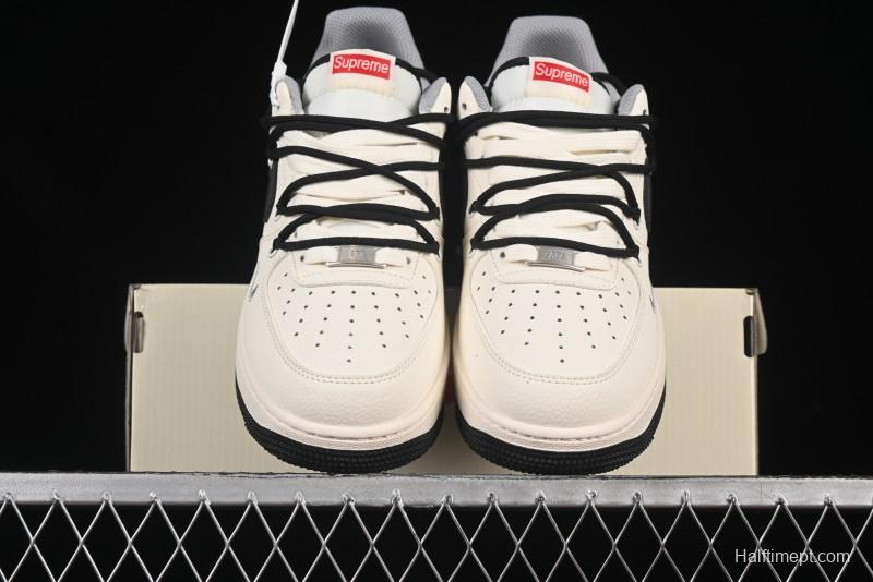 Nike Air Force 1 '07 Low Supreme Collaboration Dual-Tone Grey Black Drawstring Casual Sneakers - DM6868-069