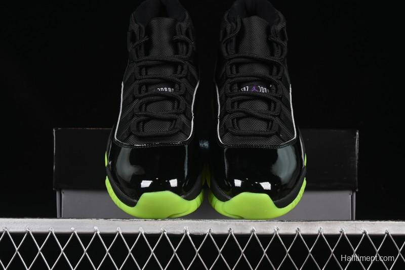Nike Air Jordan 11 Retro CT8012-003 Basketball Shoes in Black & Guacamole Green