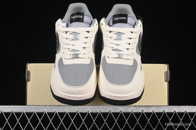 Nike Air Force 1 '07 Low Supreme Collaboration Beige Gray Building Blocks Casual Sneakers - XS1958-568