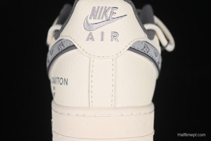 Nike Air Force 1 '07 Low LV Collaboration Grey Swoosh Drawstring Casual Sneakers - DM6868-067