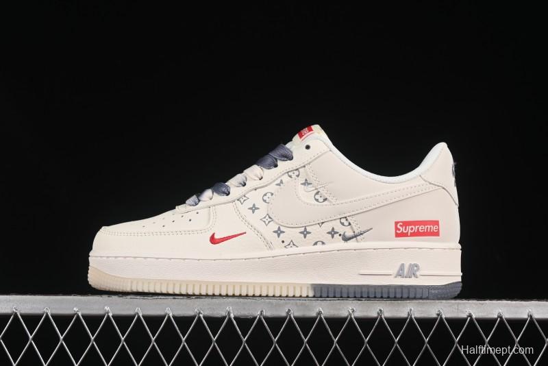 Nike Air Force 1 '07 Low Supreme Collaboration Dual-Tone Grey Print Casual Sneakers - HH7518-077
