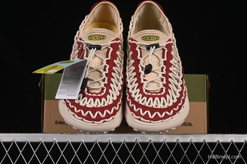 Keen Uneek Flat-M Woven Elastic Strap Outdoor Water Sports Sandals - 1014097 RED