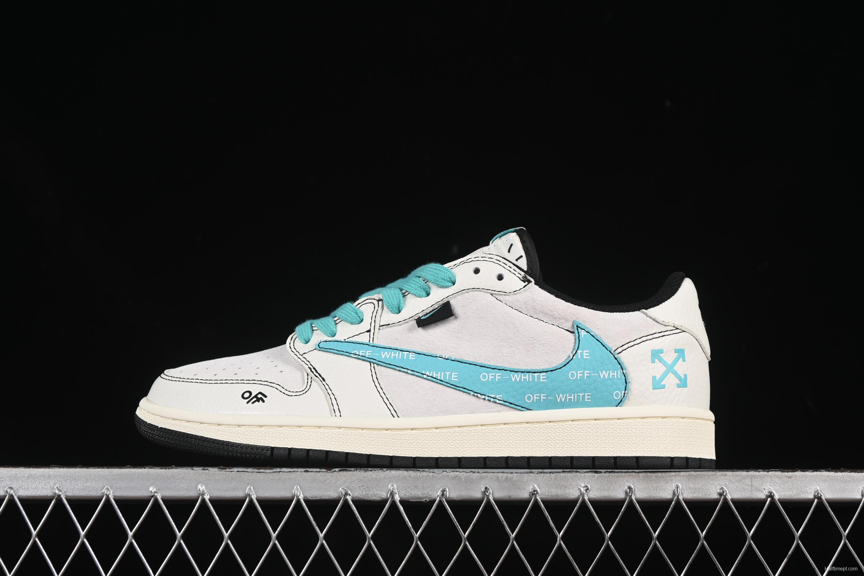 Nike Air Jordan 1 Low AJ1 OFF-White Collaboration - Light Grey Low-Top Retro Lifestyle Sneakers - XZ5749-005