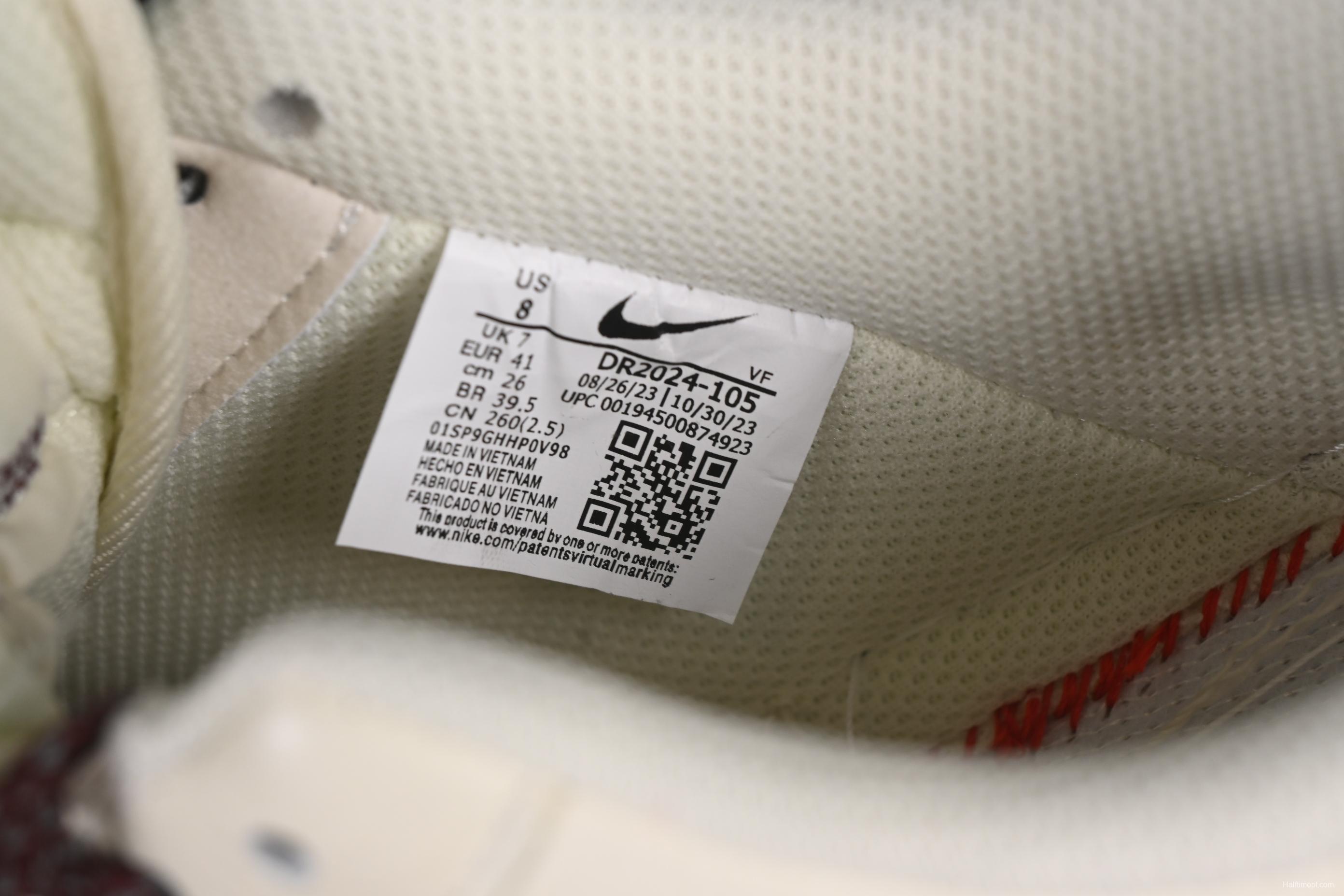 Nike Air Force 1'07 Low "Dream" Casual Sneakers with White Wine Red Swoosh - DR2024-105