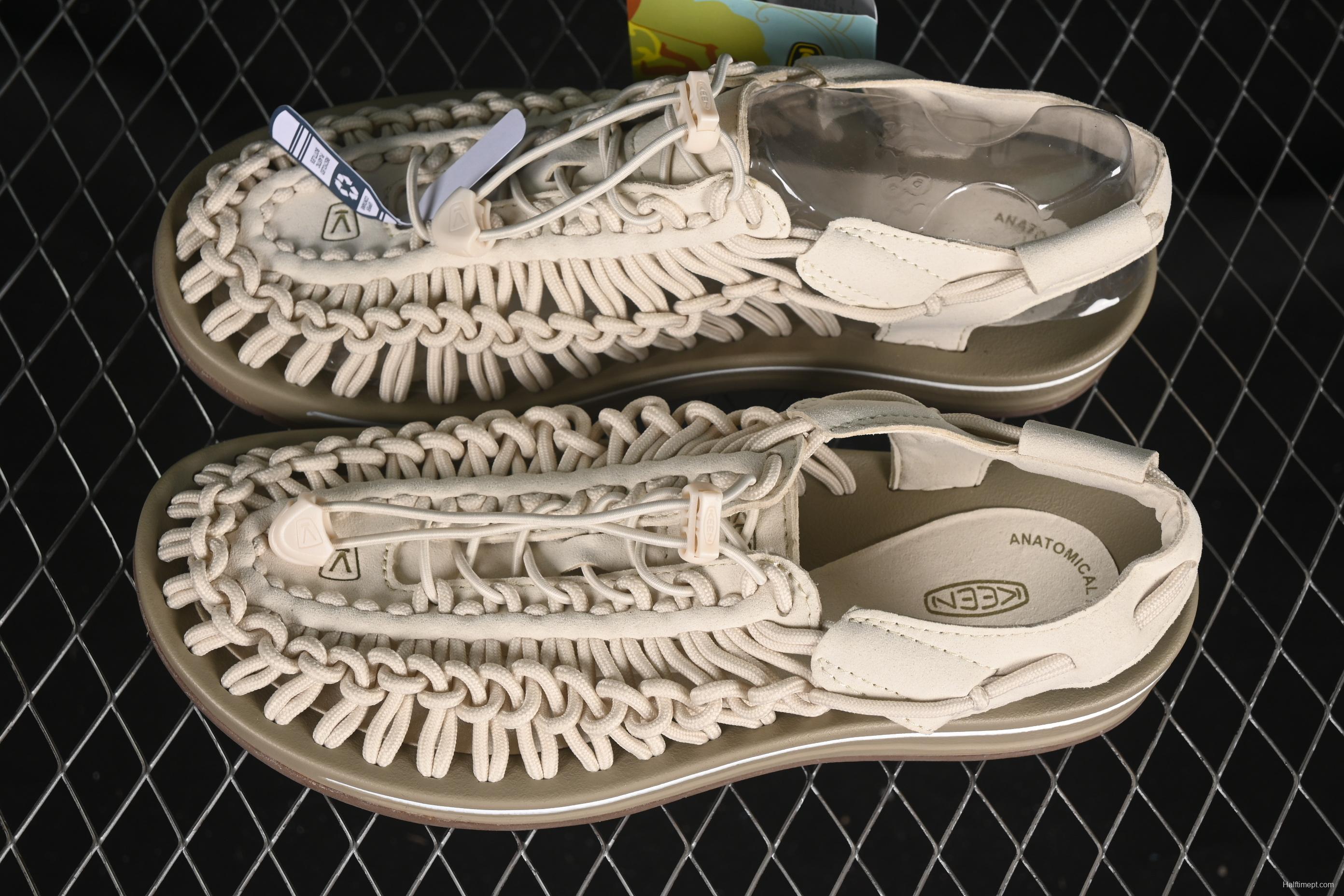 Keen Uneek Flat-M Woven Stretch Outdoor Water Sports Sandals - 1025169 WHITE CAP