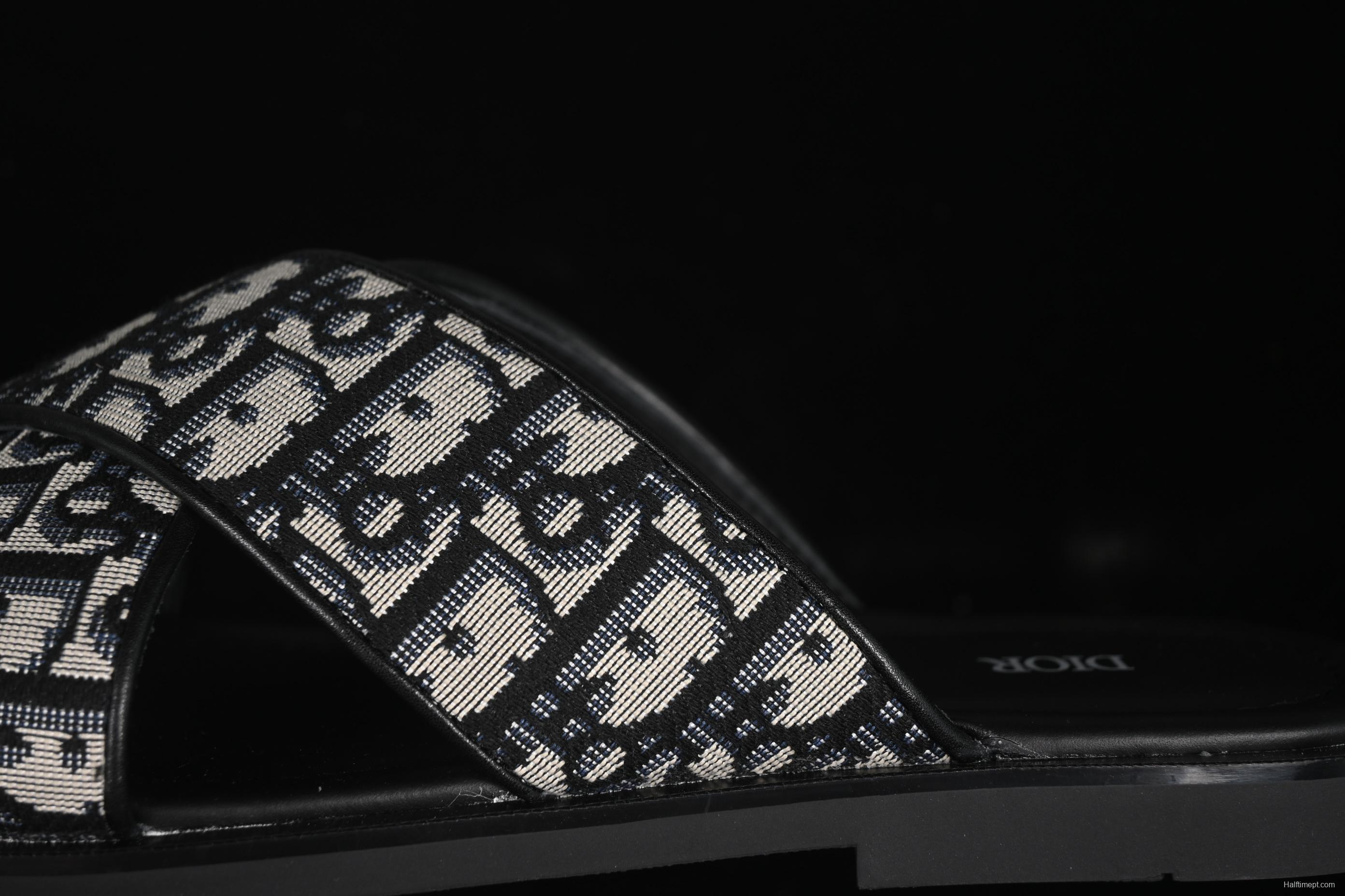 Dior Alias Oblique Summer Men's Slip-On Loafers with Cross Strap Design - 3SA126ZSA