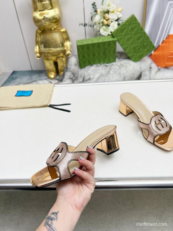 2025 Gucci Beige Leather Slippers MJ00190