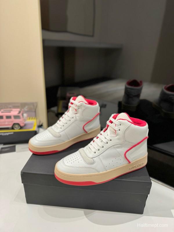 2024 Unisex Yves Saint Laurent White Red Leather Sneakers MJ00390