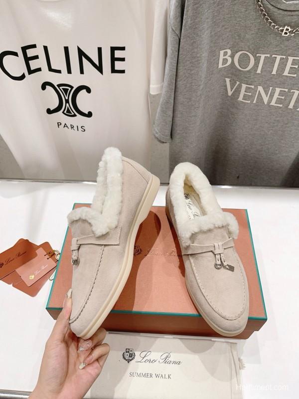 2024 Unisex Le Parmentier Beige Suede Sheepskin Loafers MJ00300