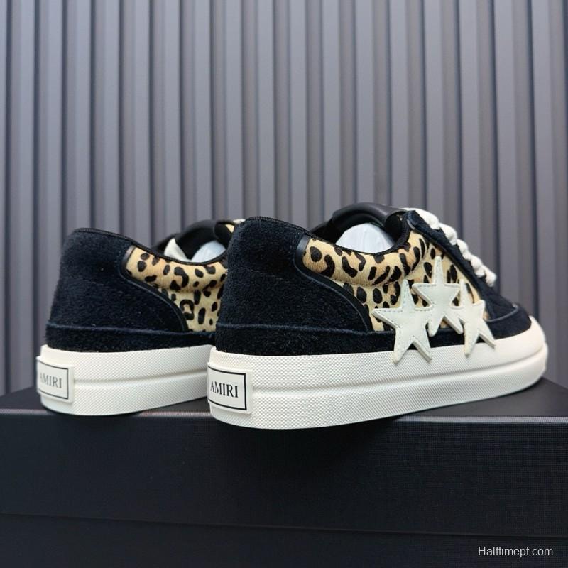 2024 Women Amiri Black Leopard Suede Leather Sneakers MJ00300