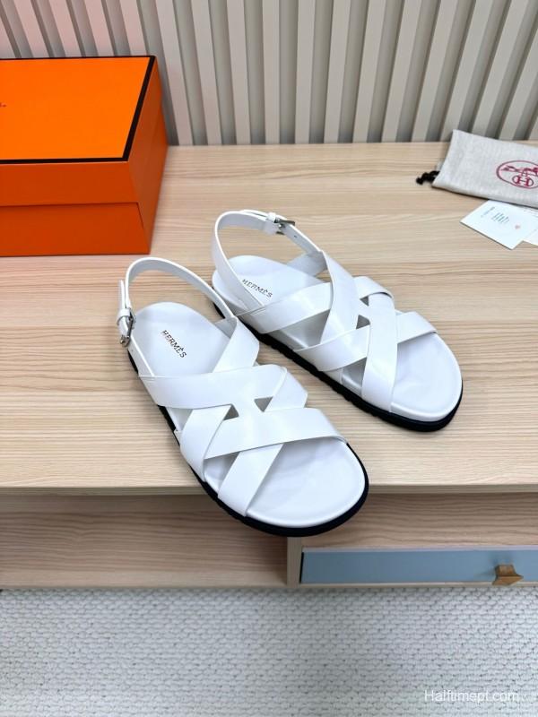 2025 Slippers Hermès White Leather Sandals LY00270