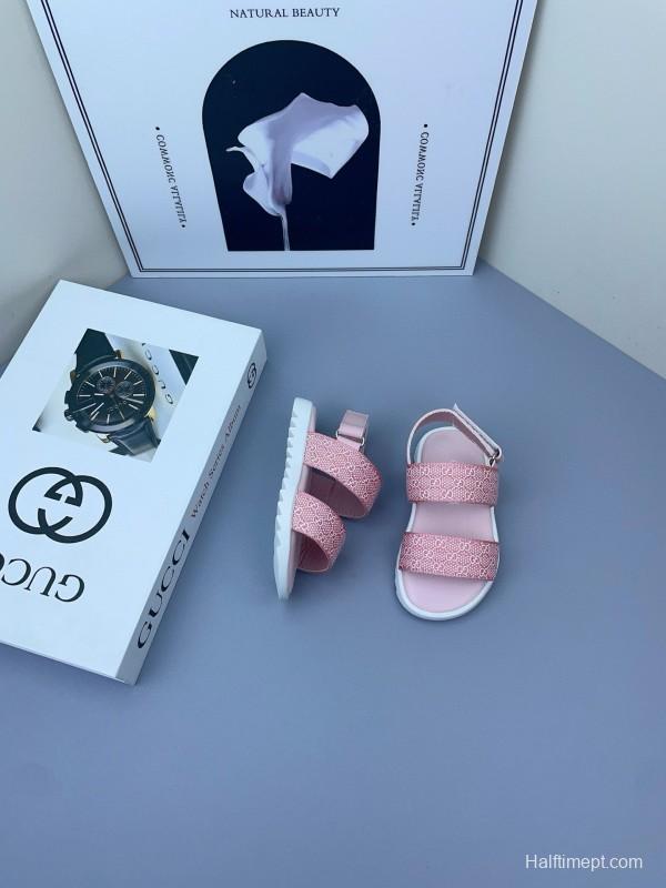 2025 Kids Gucci Black Pink Fabric Sandals