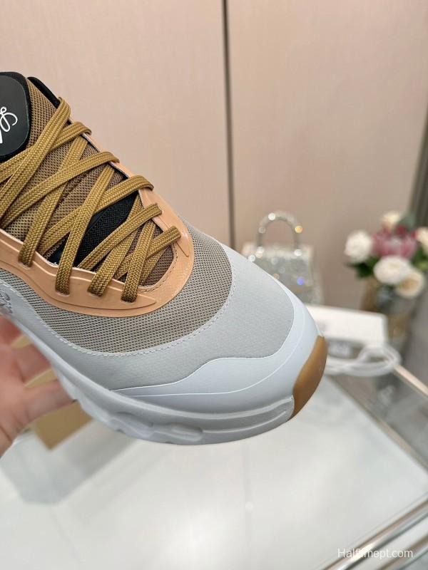 2025 Women Loewe Beige White Mesh Sneakers