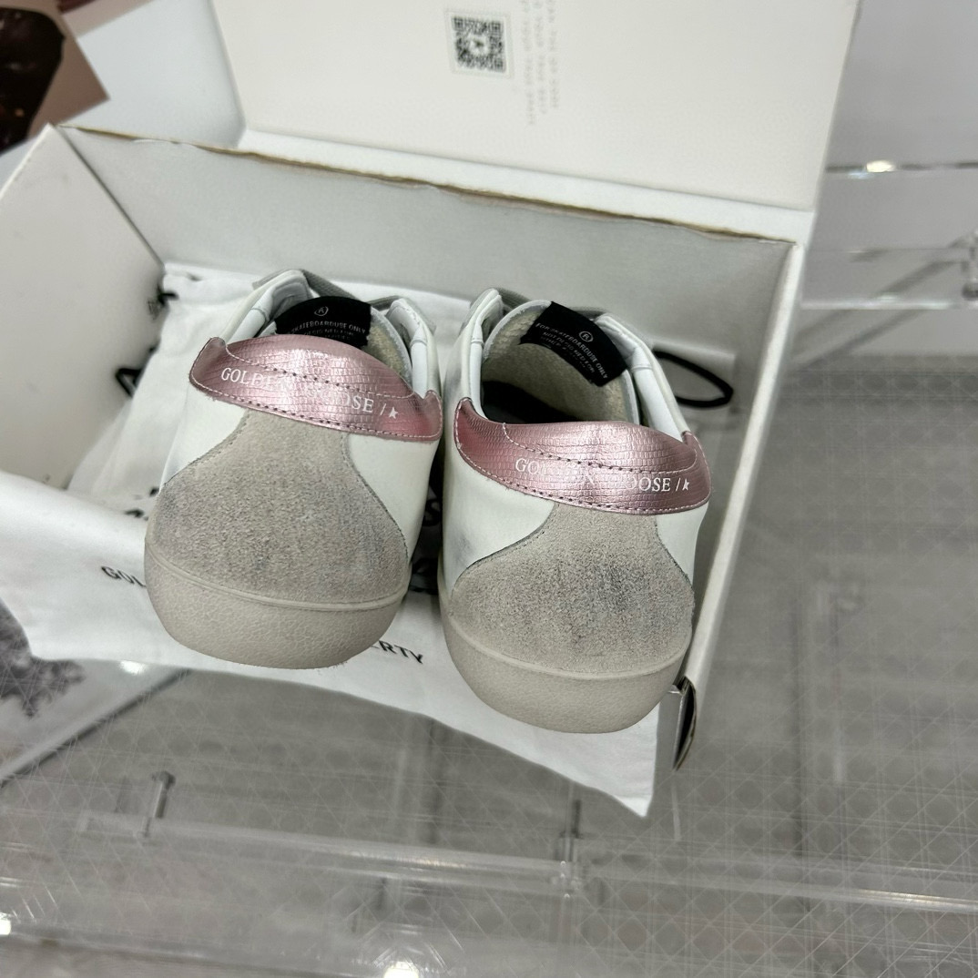 2025 Women GGDB White Grey Pink Leather Suede Sneakers