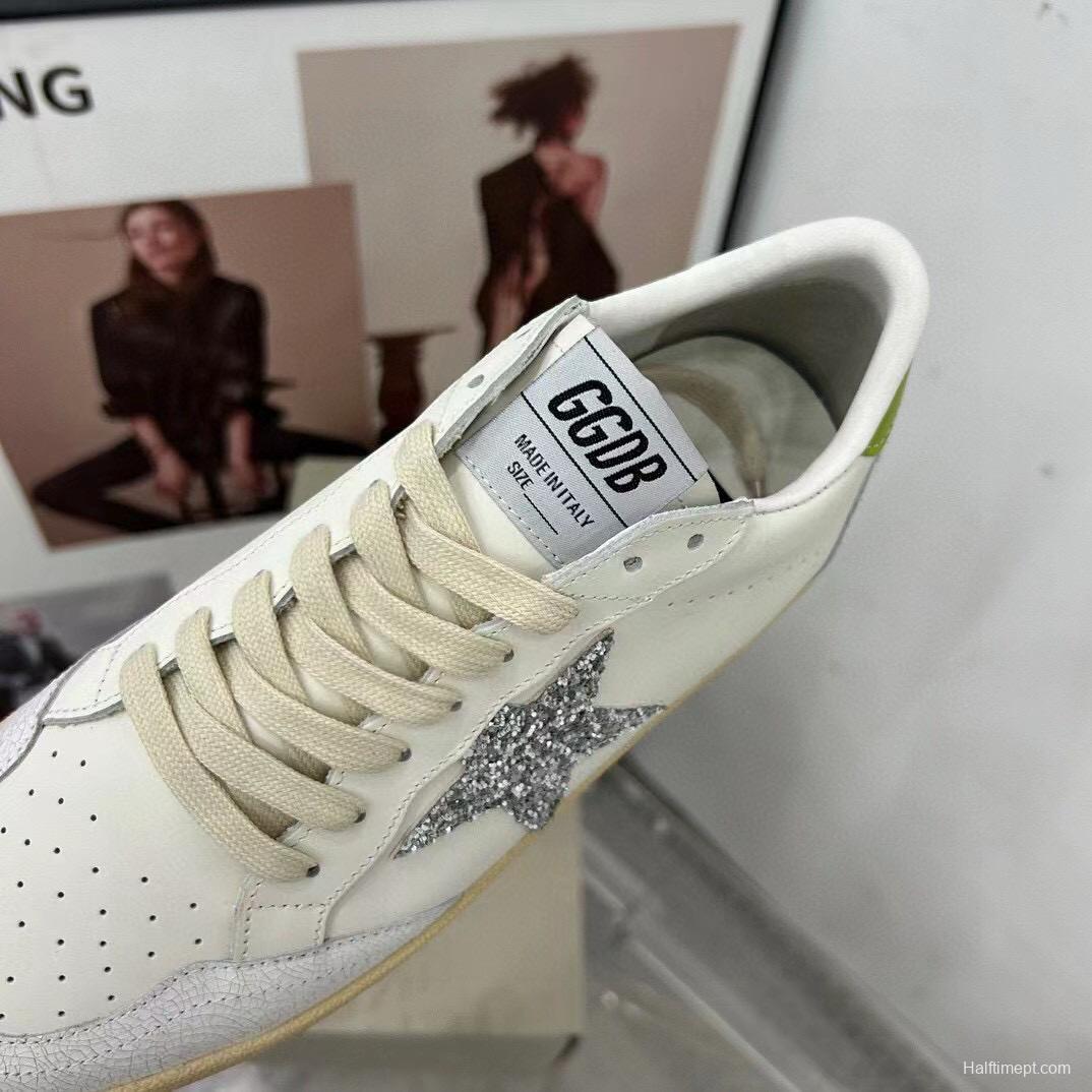 2024 Unisex GGDB White Silver Glitter Leather Sneakers MJ00260