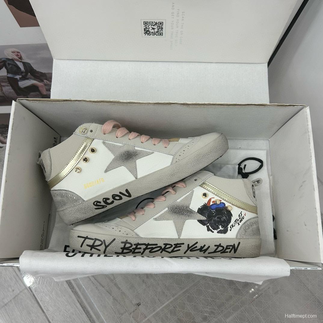 2024 Unisex GGDB White Pink Grey Suede Leather High Top Sneakers MJ00300