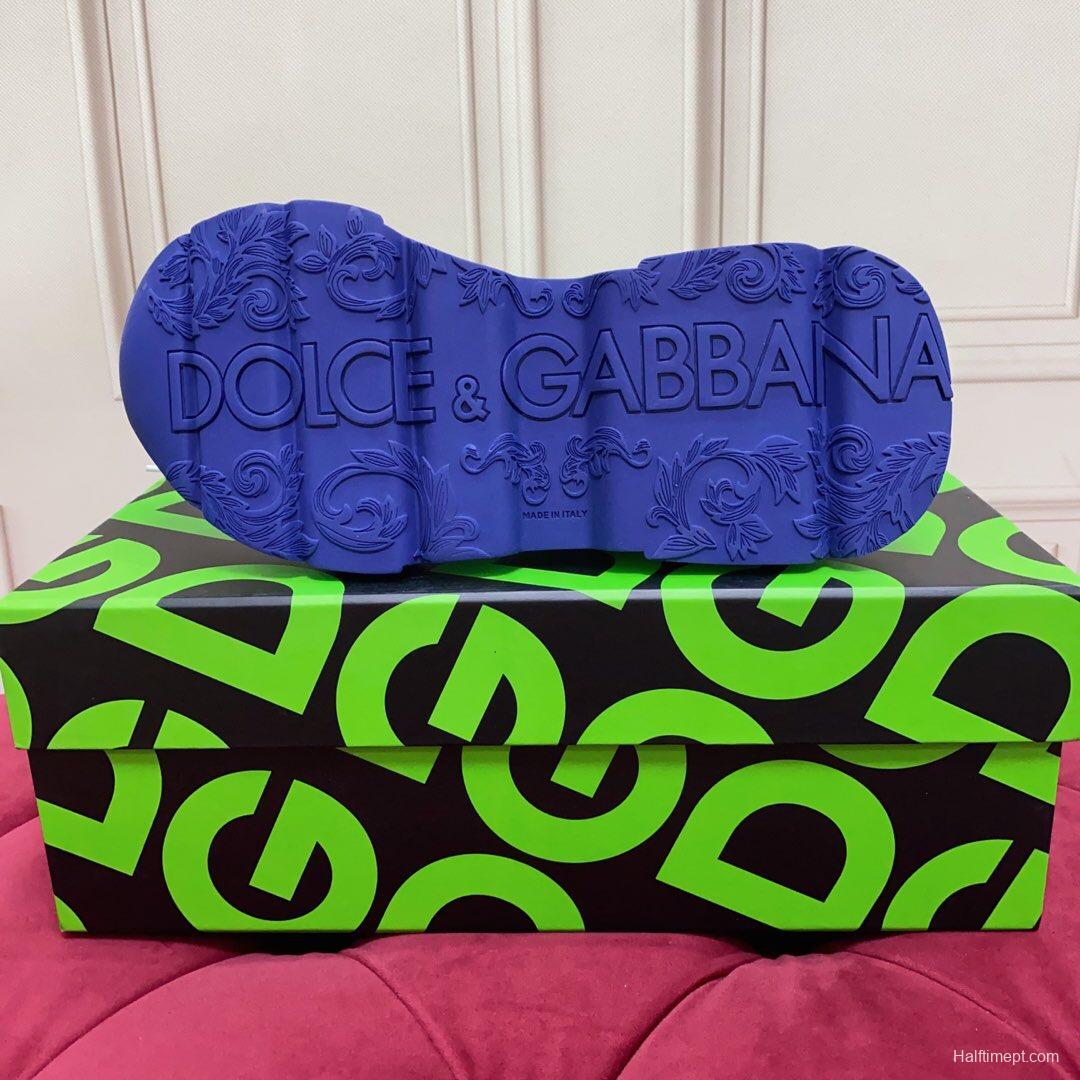 2025 Unisex Dolce & Gabbana White Blue Denim Leather Sneakers LY00330(F)/LY00340(M)