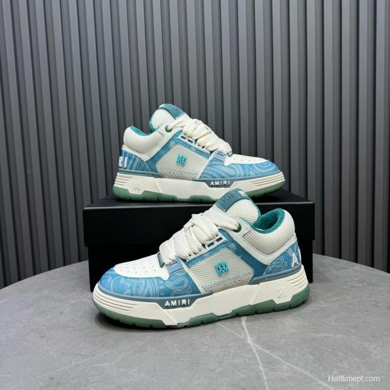 2024 Unisex Amiri Blue White Mesh Leather Sneakers MJ00360