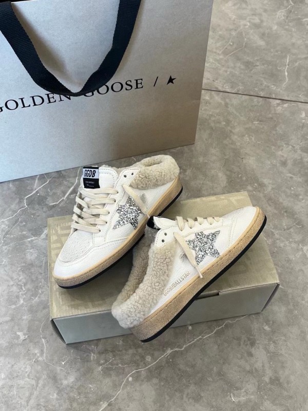 2024 GGDB white silver leather shearling sneakers MJ00280