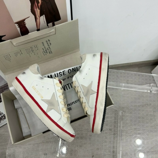 2025 Unisex GGDB White Red Original Leather Sneakers