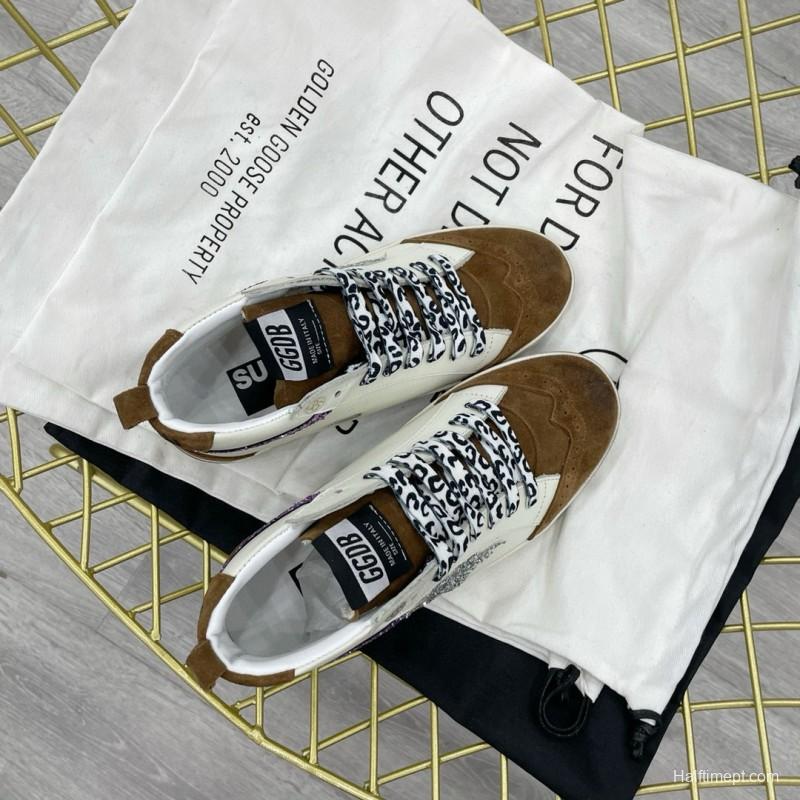 2024 Unisex GGDB white brown suede leather glitter star sneakers MJ00300