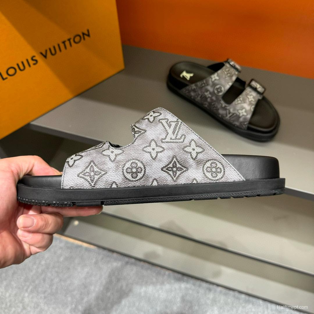 2024 Slippers Louis Vuitton Gray Leather Slippers MJ00210