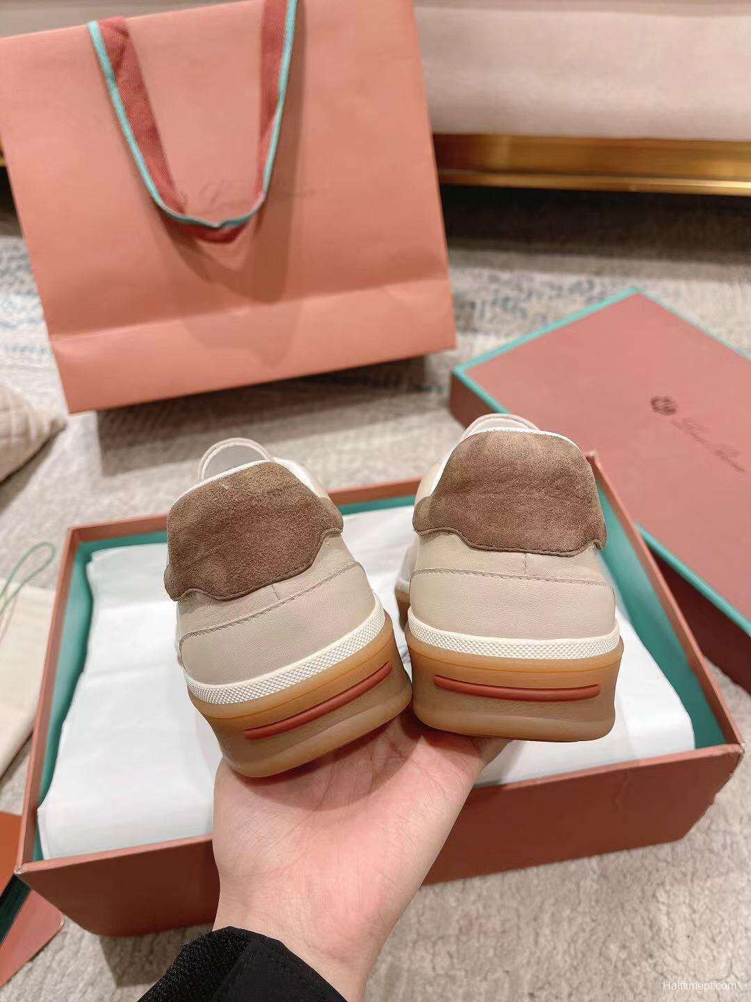 2025 Unisex Le Parmentier White Beige Soft Cow Leather Sneakers Advanced Craftsmanship LY00320(F)/LY00330(M)