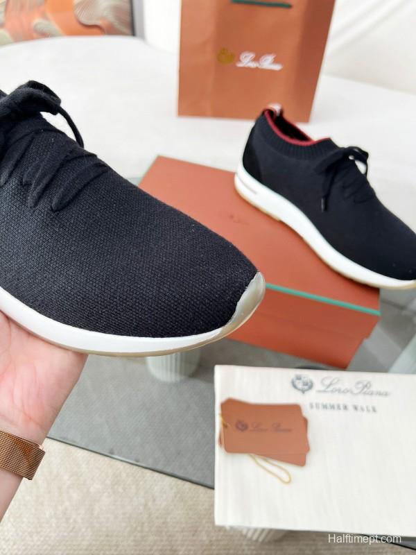 2024 Men Le Parmentier Black Wool Knit Sneakers MJ00330