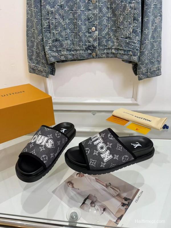 2025 LV Black Fabric Slippers LY