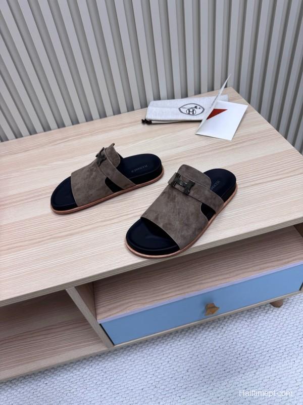 2025 Slippers Hermès Brown Suede Slippers