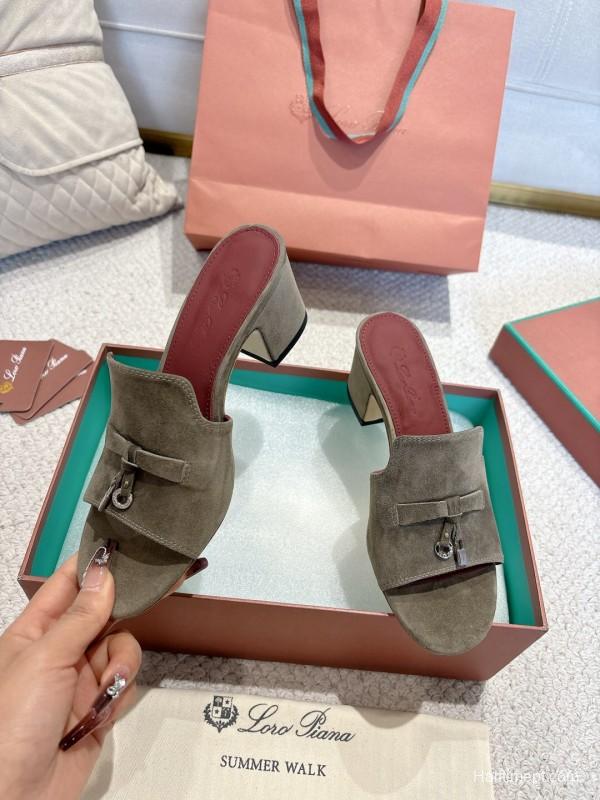 2025 Women LP Grey Suede Sandals